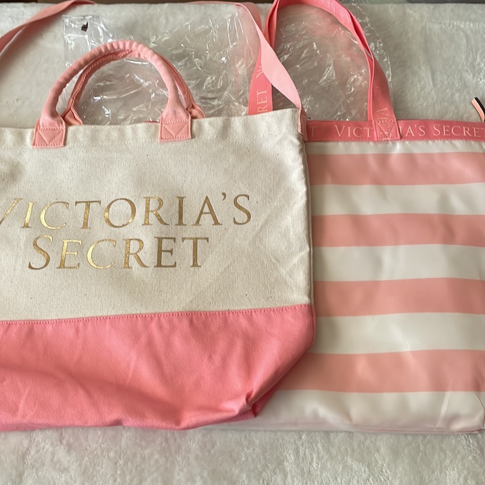 Victoria’s Secret Tote Bag Pink/Cream  Color 2 in 1 Insulated Cooler - Picture 2 of 16